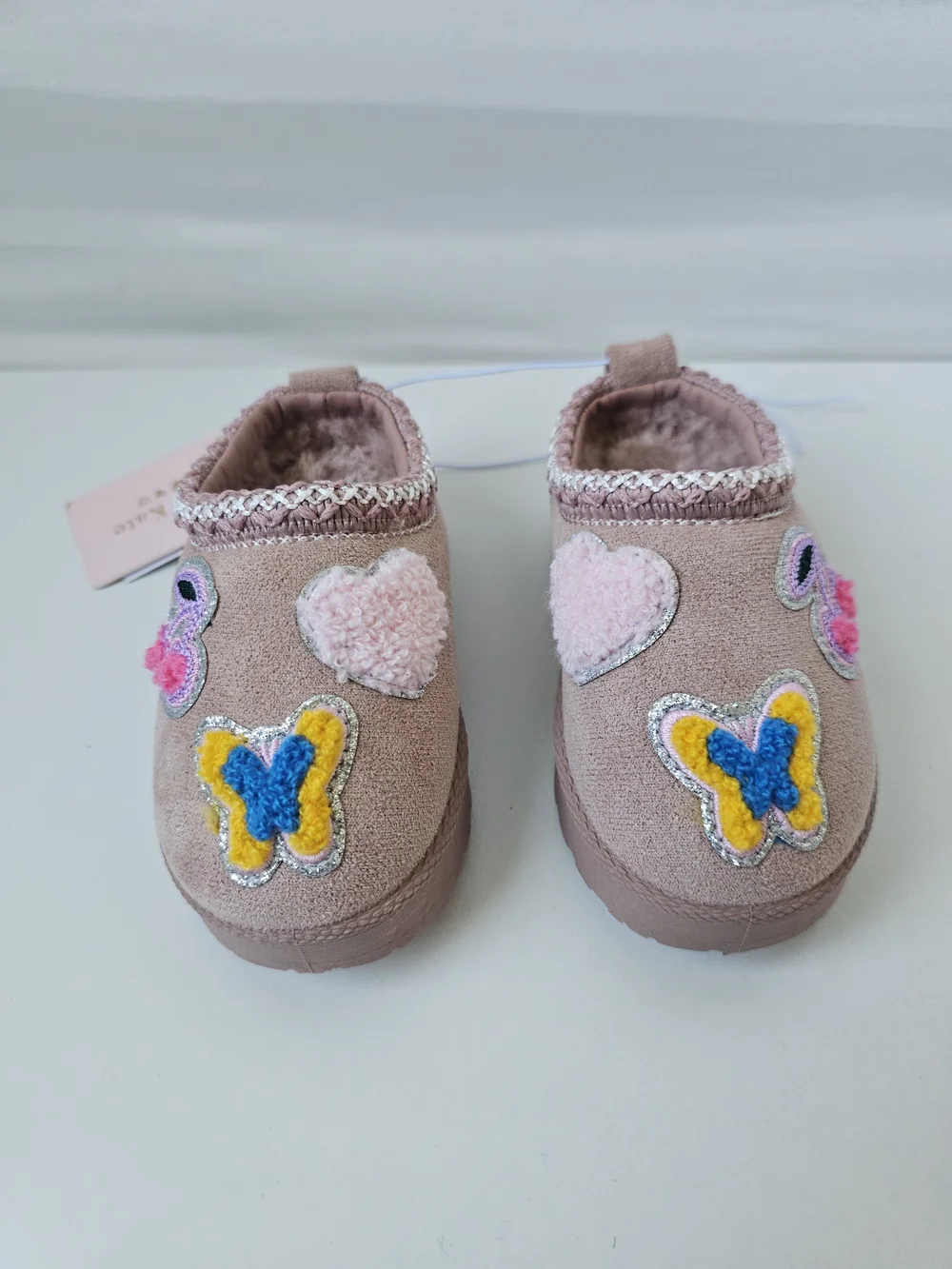 Olivia & Kate Girls Blush Multi Butterfly Cherry Slippers Mules Size 6 NIB